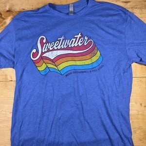 Sweetwater Music Instruments Pro Audio T Shirt Blue Retro Graphic Tee Size L